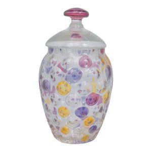 Bohemia Crystal Jar Coin Spot Design With Lid 9"